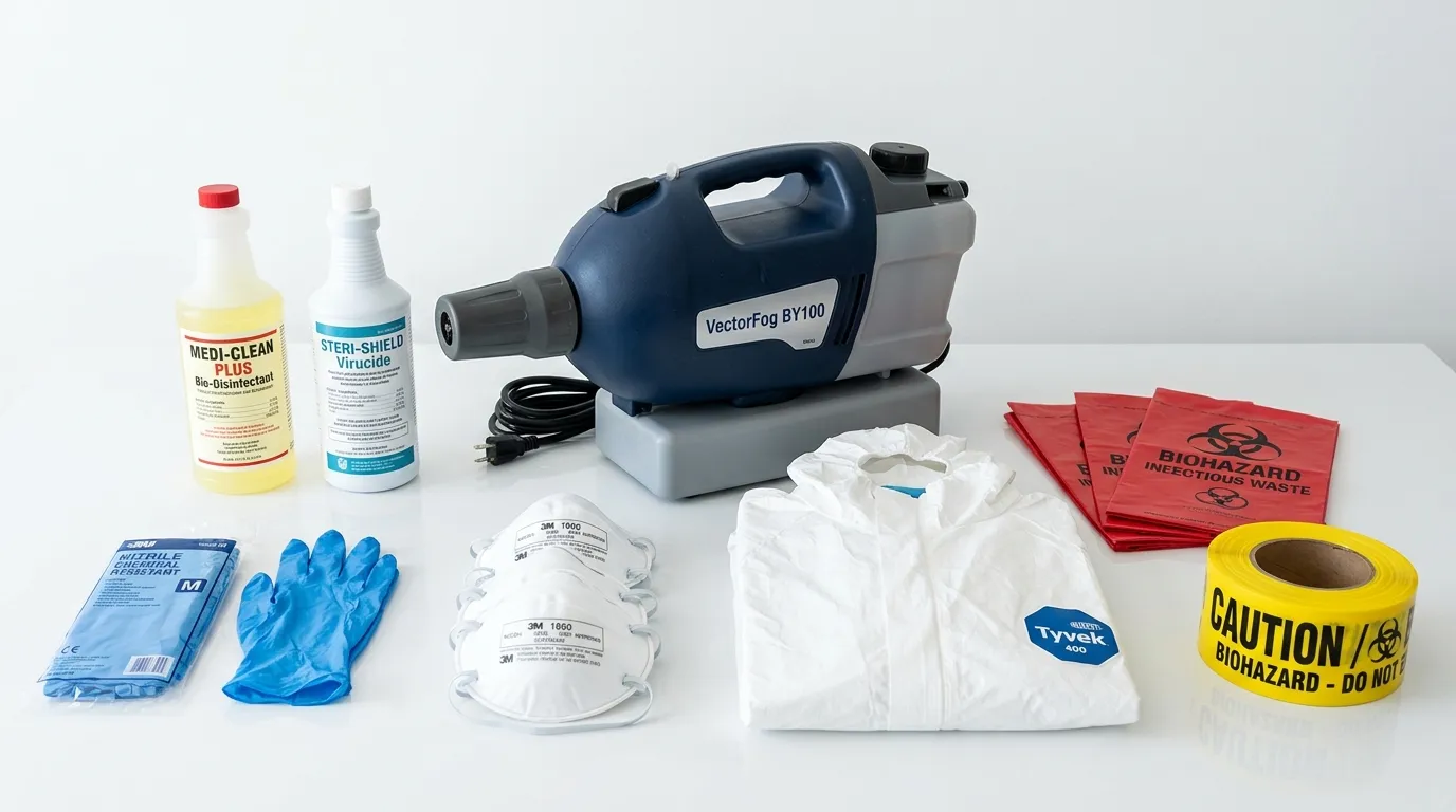 Professional biohazard remediation crew working in Elmont